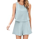 ROYLAMP 2025 Women's Summer 2 Piece Outfits Tank Sleeveless Crop Tops Culottes Shorts Sets Casual Beach Rompers