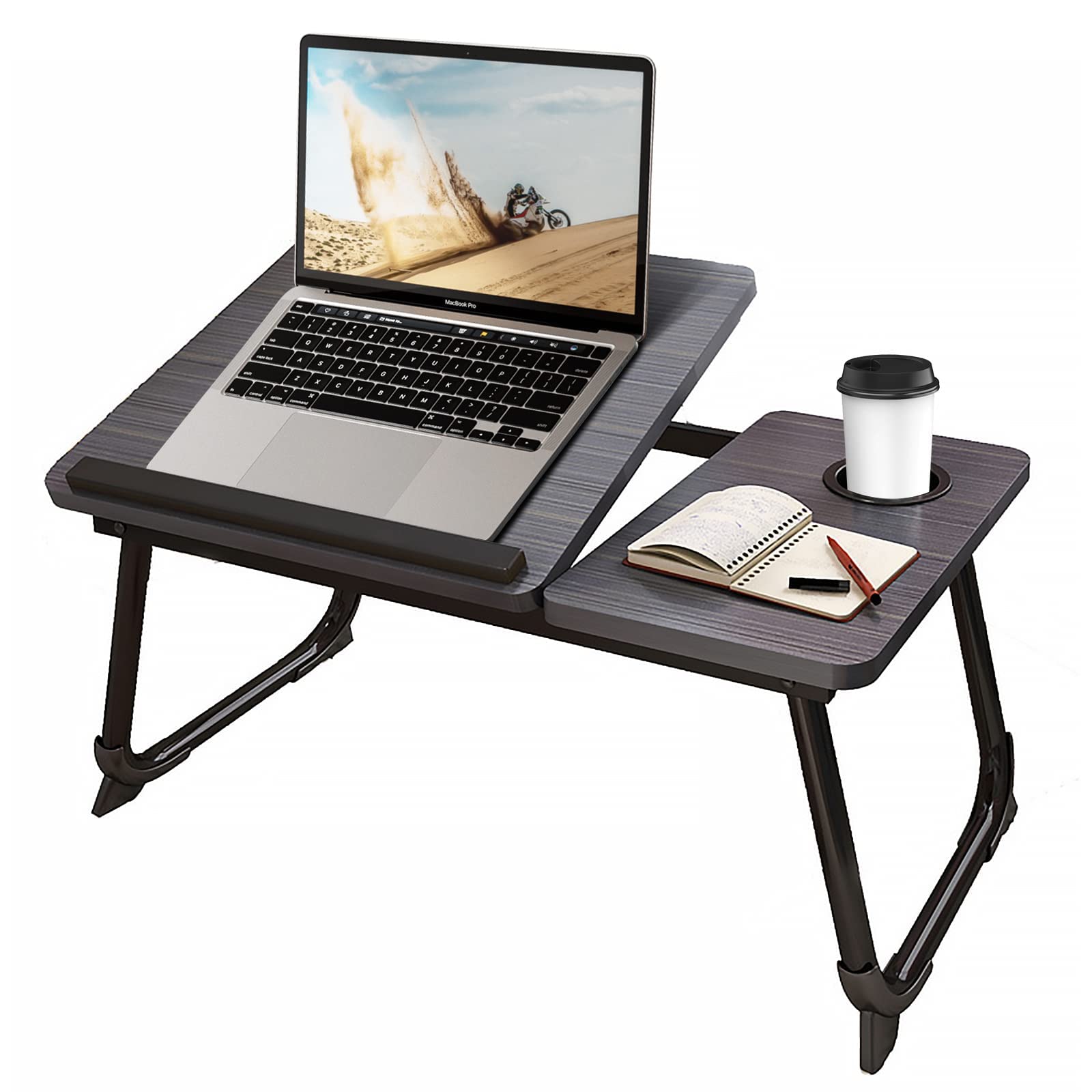 Photo 1 of CloudTrip Laptop Desk for Bed or Couch, Lap Desk, Woking in Bed Desk, Home Office Desks, Breakfast Tray, Desk with Cup Holder, Watching Movies in Bed, Laptop Stand for Bed, Fordable Legs Desk (Black)