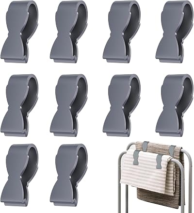 JINGEGECOME 10Pcs Towel Clips - Kitchen Towel Clamps, Grey