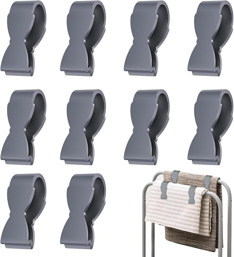 JINGEGECOME 10Pcs Towel Clips - Kitchen Towel Clamps, Grey