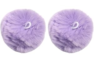ECYC 2 Pcs 2.36 inches Fluffy Faux Fur Pompom, Cute Solid Color Pom Pom with Elastic Loop Plush Artificial Fur Pompom Ball fo