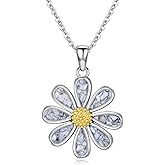 UCADRIT Flower Necklace Women Sterling Silver Hibiscus/Edelweiss/Orchid/Lotus/Daisy Pendant Flower Jewelry Gifts