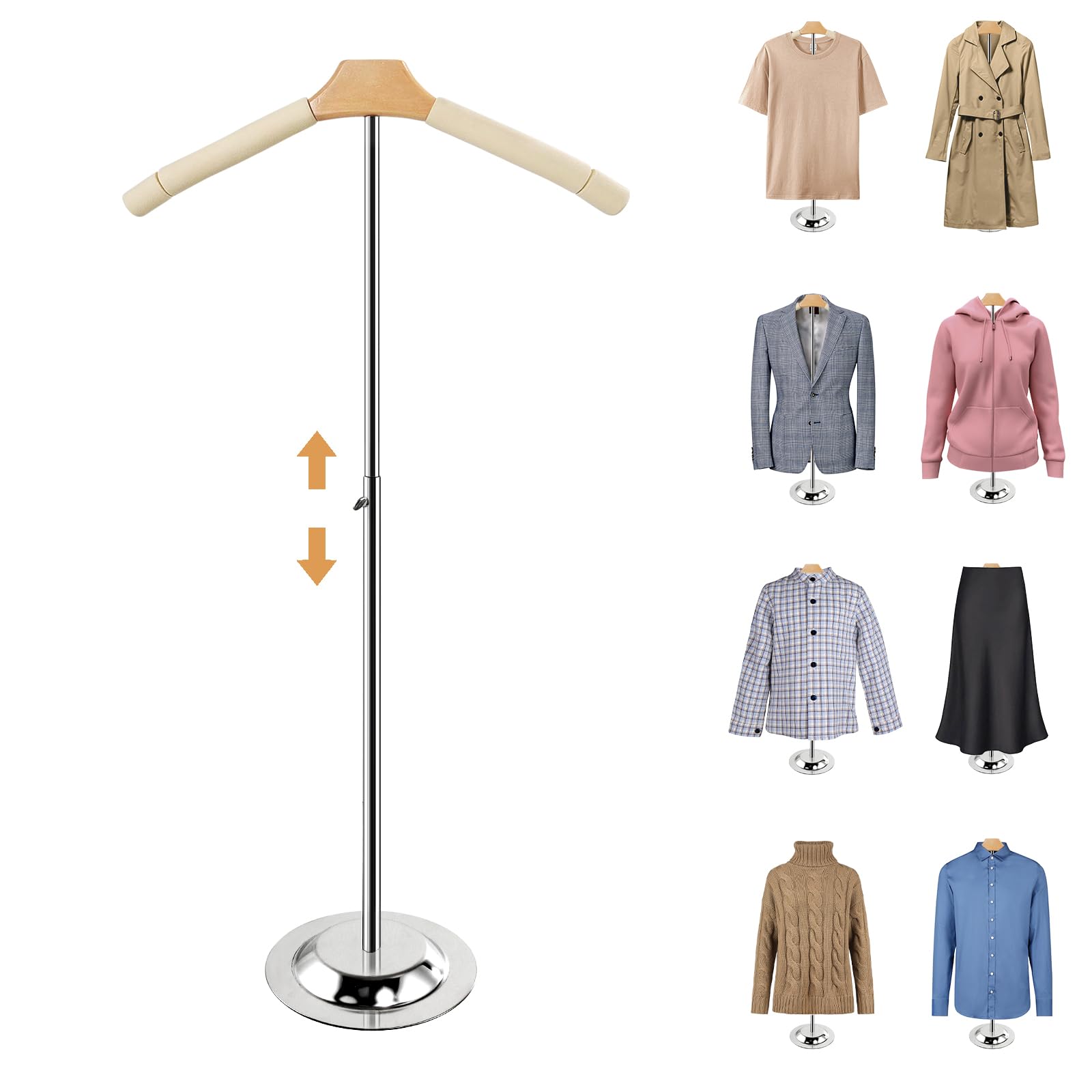 Photo 1 of Fumingpal 20-35 Inch Height Adjustable Shirt Display Stand, T Shirt Display Stand for Vendors, Shirts Rack for Clothing Dress Garment Coat Retail (White, 1 Pcs)