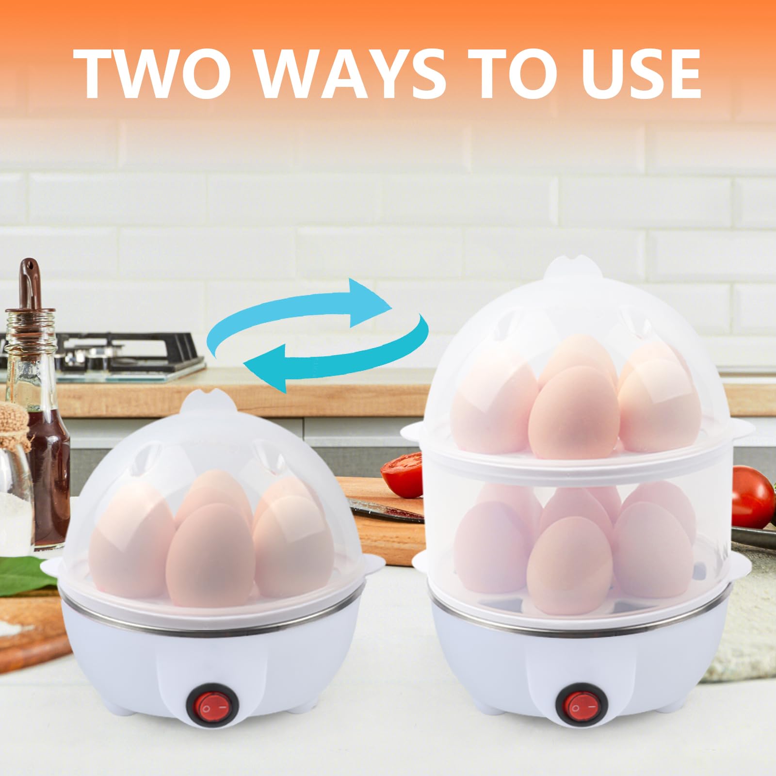 Electric Egg Cooker Boiler Maker Soft, Medium or Hard Boil, 14 Egg Capacity Two Layer Egg Maker,Egg Steamer,With Automatic Shut Off,Noise Free