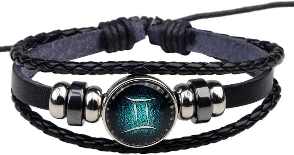 HIRIRI Hot Sale Unisex 12 Constellations Bracelet Fashion Jewelry Alloy Leather Bracelet Personality Bracelet Gift