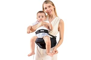 MOMTORY Hip Seat Baby Carrier, Ergonomic Carrier with Adjustable Strap & Various Pockets, Ergonomic Baby Hip Seat Carrier for Infants & Toddlers up to 50lbs (Black)