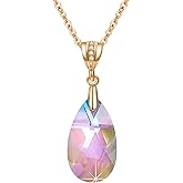 Austrian Crystals Teardrop Pendant Necklace for Women 14K Gold Plated Eco-friendly Brass Hypoallergenic Jewelry