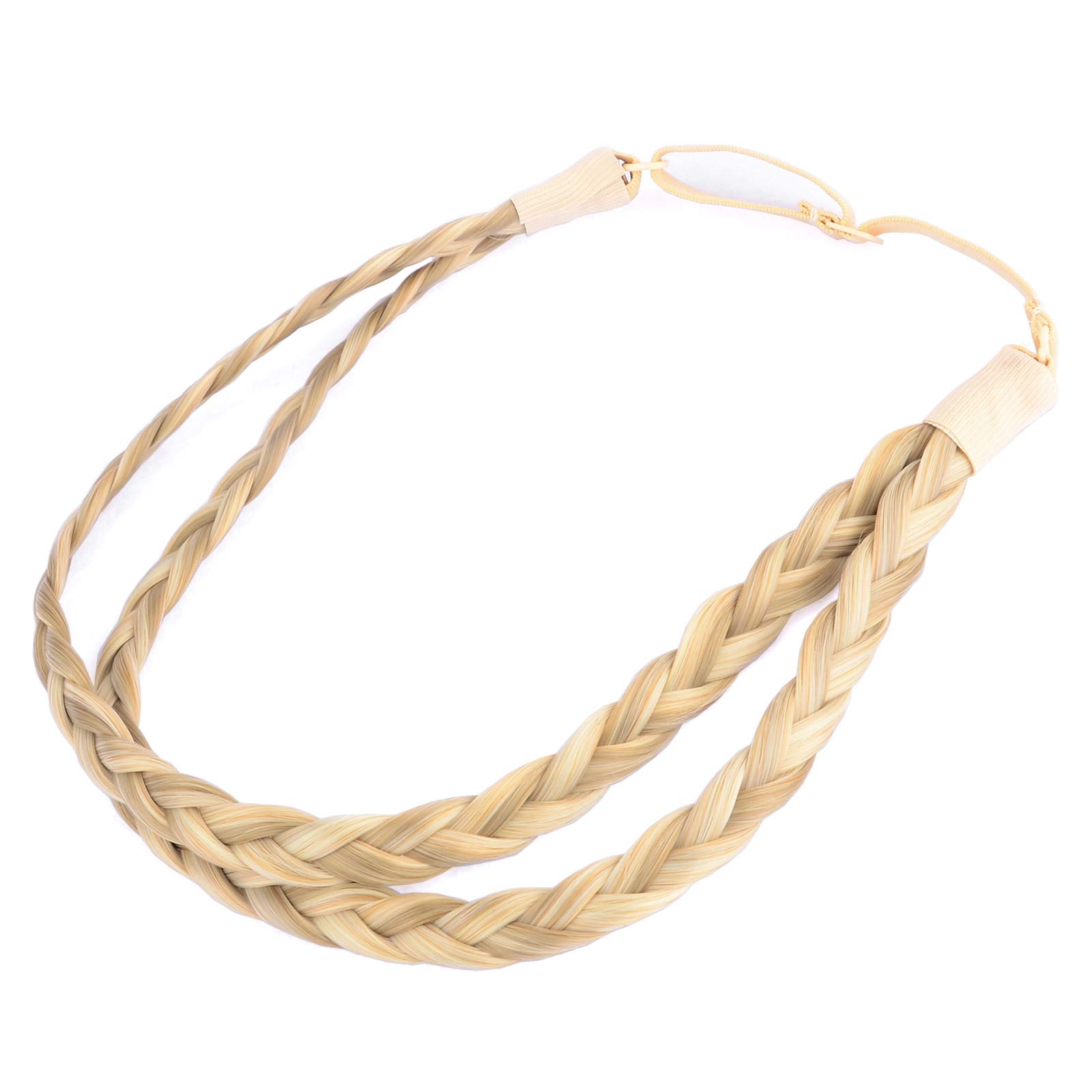 BOBIYA Double Three Strand Synthetic Hair Braided Headband Plait Headband for Women Girl (Buttered Toast)