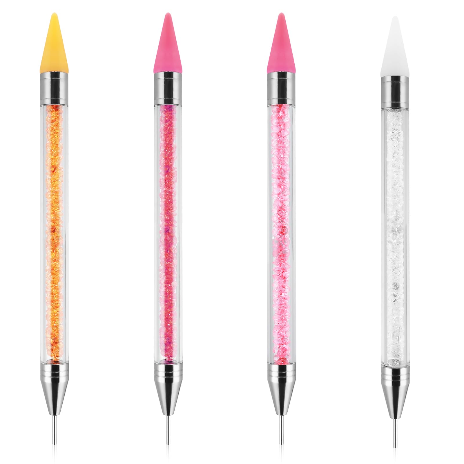 Lusofie Double-Ended Wax & Rhinestone Picker Pen for Diamond Paintings – 4 Pack, DIY Craft Tools for Adults, Nail Art, Home Salon, Drawing & Gems Application