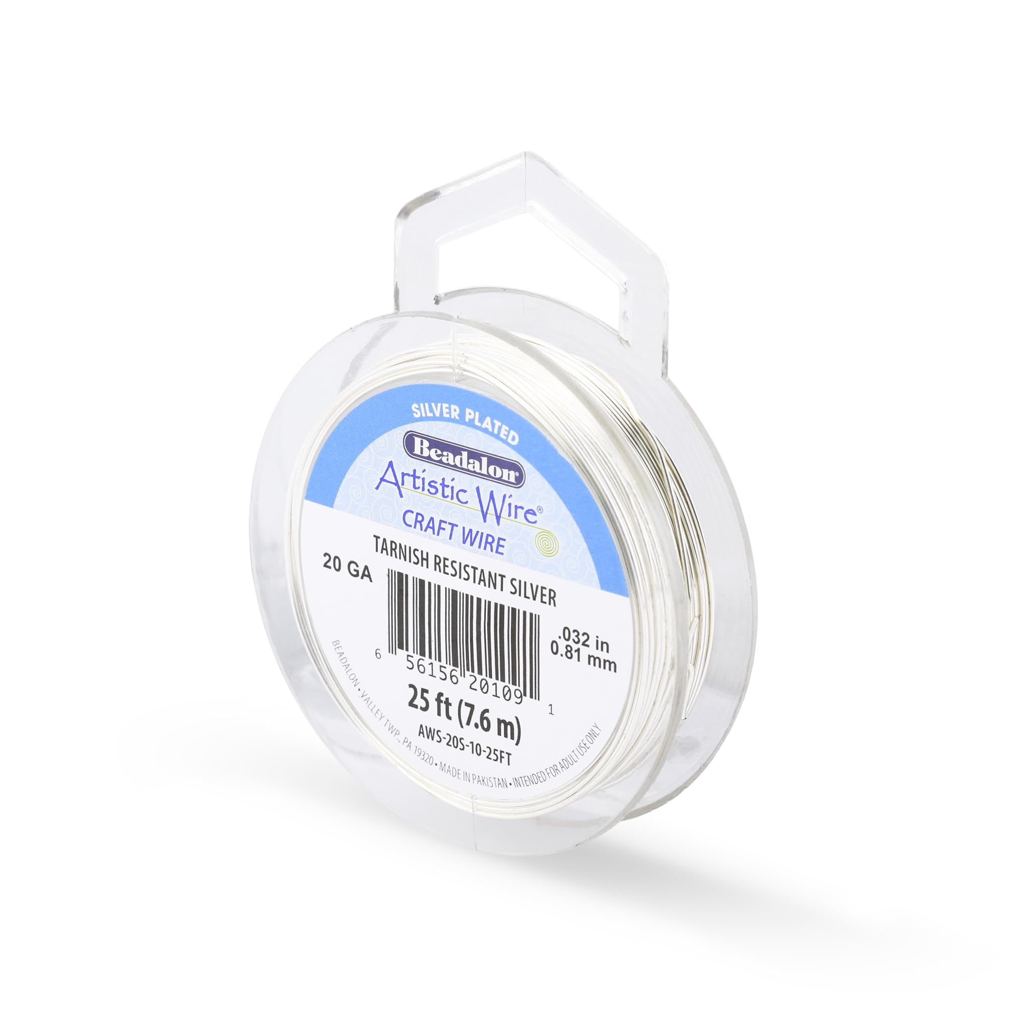 Artistic Wire Silver Plated Tarnish Resistant Colored Copper Craft Wire, 20 Gauge, 25 ft