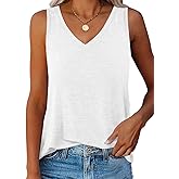 Ovanviso Women V Neck Tank Tops Summer Casual Curved Hem Sleeveless Loose Fit Shirts 2026