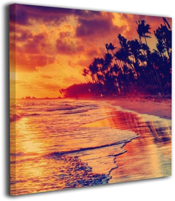 Amazon Co Jp ウォールの夢 壁絵 海 夕日 砂浜 ソファの背景絵画 キャンバス絵画 ベッドルーム 木枠付きの完成品 お祝いやプレゼントに 芸術の絵画 軽くて取り付けやすい 服 ファッション小物
