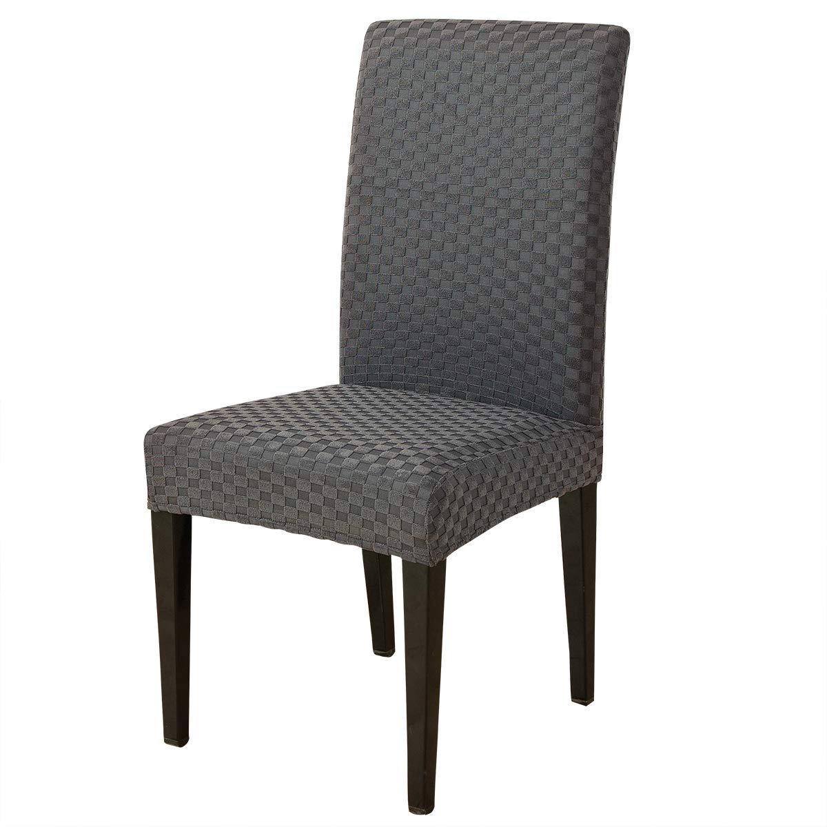 ele ELEOPTION Stretch Jacquard Chair Covers for Dining Chairs Removable Washable Dining Chair Covers Spandex Elastic Chair Slipcovers for Dining Room, Hotel, Kitchen, Ceremony (Gray, 1 piece)