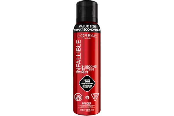 L’Oréal Paris Infallible 3-Second Makeup Setting Spray Jumbo Size, Microfine Mist for up to 36H Wear, Lightweight, Transfer P