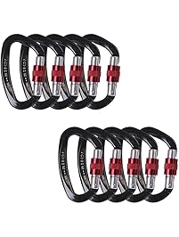 Fding 25KN Rock Climbing Carabiner, D-shaped Hot-forged Magnalium Locking Climbing Hook Holds 5511lbs with Screwgate Clip Climber Hiking Karabiner Outdoor Sport Tools CE Certified