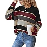 Kinghua Striped Knit Sweater for Women Fall Winter Casual Trendy Crewneck Pullover Color Block Sweaters Y2k Tops