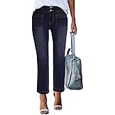 SEASUM Front Pockets Bell Bottom Jeans for Women 90s Mid Waisted Flare Bootcut Stretchy 2025 Y2K Trendy Denim Pants
