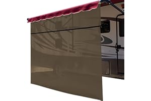 ShadePro - Vista Shade - RV Awning Shade Screen - Zipper Sun Screen Installs in Seconds - Solar Mesh Blocks 87% of Sunlight - The Original Camper Sunscreen Shade for Awnings - 13' x 8' - Tan