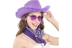 IBASICS Cowgirl Hat with Bandana - Cowboy Hat for Women and Teens, Fun Cow Girl Hat, Wild West Cowgirl Costume