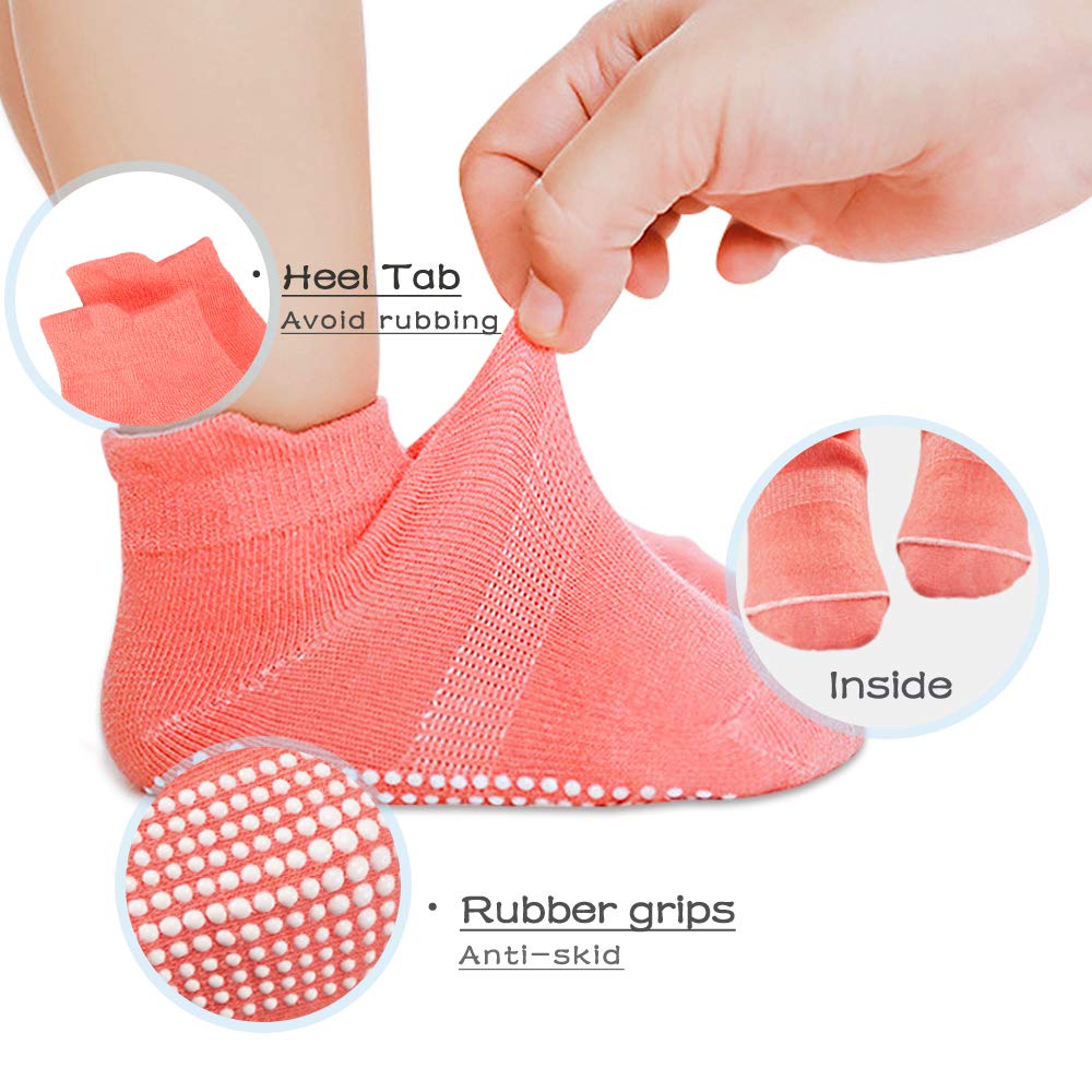 AVANTMEN Baby Socks with Grips Non Slip for Babies Girls Boys Toddlers Infants Kids Ankle Socks Anti Skid 6/12 Pack (12 Pack Girls - Assorted Solid, 1-3T)