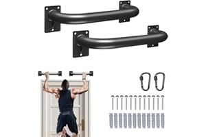 HANGEASE Wall Mount Doorway Welded Pull Up Bar Heavy Duty Strength Training for Doorframe Thick Metal Sturdy Construction Home Gym System Indoor Versatile Grip Handles Bearing 500 Pounds Joist Mount 2 Pack