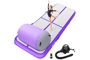 KIKILIVE Gymnastics Air Roller Barrel and Inflatable Tumble Mat, Air Barrel and Gymnastics Air Mat with Pump for Home Use Outdoor Training Cheerleading Yoga
