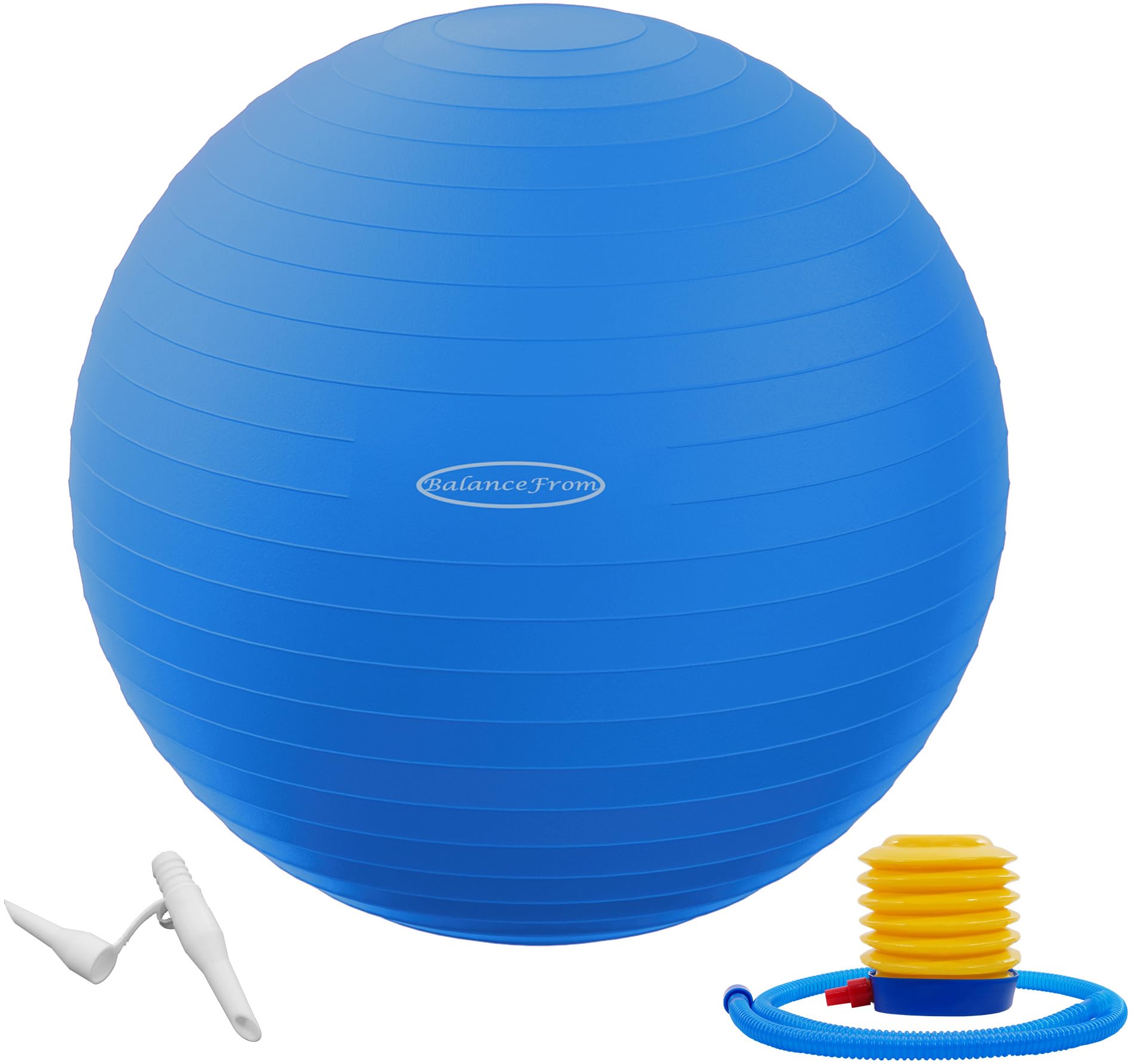Photo 1 of Fitvids Anti-Burst Slip Resistant Exercise Ball - 34-inch Blue, 2,000-Pound Capacity, Quick Pump