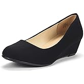 DREAM PAIRS Women's Debbie Mid Wedge Heel Pump Shoes