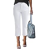 luvamia Capri Jeans for Women High Waisted Slim Straight Stretchy Denim Capris Pants Welt Pockets Casual Cropped Jeans