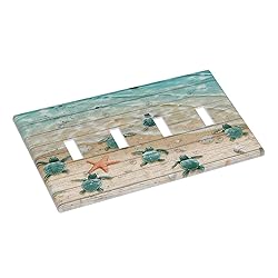 Sea Turtle Beach Rustic Wood Quad Toggle Light