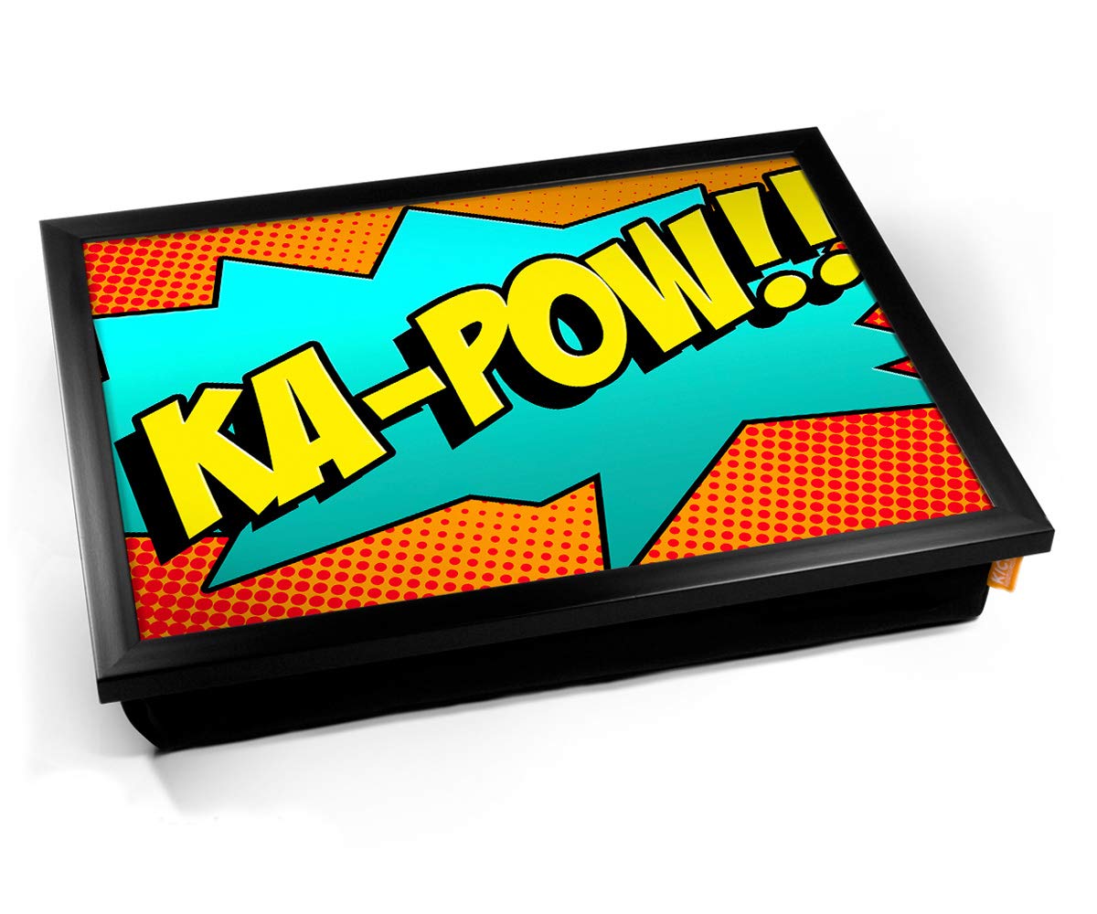 Comic KA-POW Cushioned Bean Bag Breakfast Bed Lap Tray Desk - Black Frame