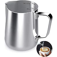 Milk Frothing Pitcher, 12oz Milk Frother Cup Espresso Cup Stainless Steel