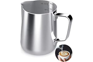 Milk Frothing Pitcher, 12oz Milk Frother Cup Espresso Cup Stainless Steel