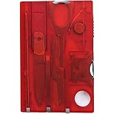 Red Outdoor Survival Bottle Opener Card Multi Tool Outdoor Barbecue Knife Camping Tool Hiking LED Light Magnifier Tool Gear Multitools,Multitools and Accessories