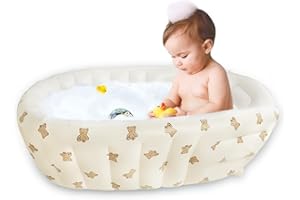 EKEPE Inflatable Baby Bathtub with Built in Pump, Collapsible Safe Baby Bathtub for Newborns and Baby, Non-Slip Travel Mini Swimming Pool for Babies 0-5 Years Old - Bear
