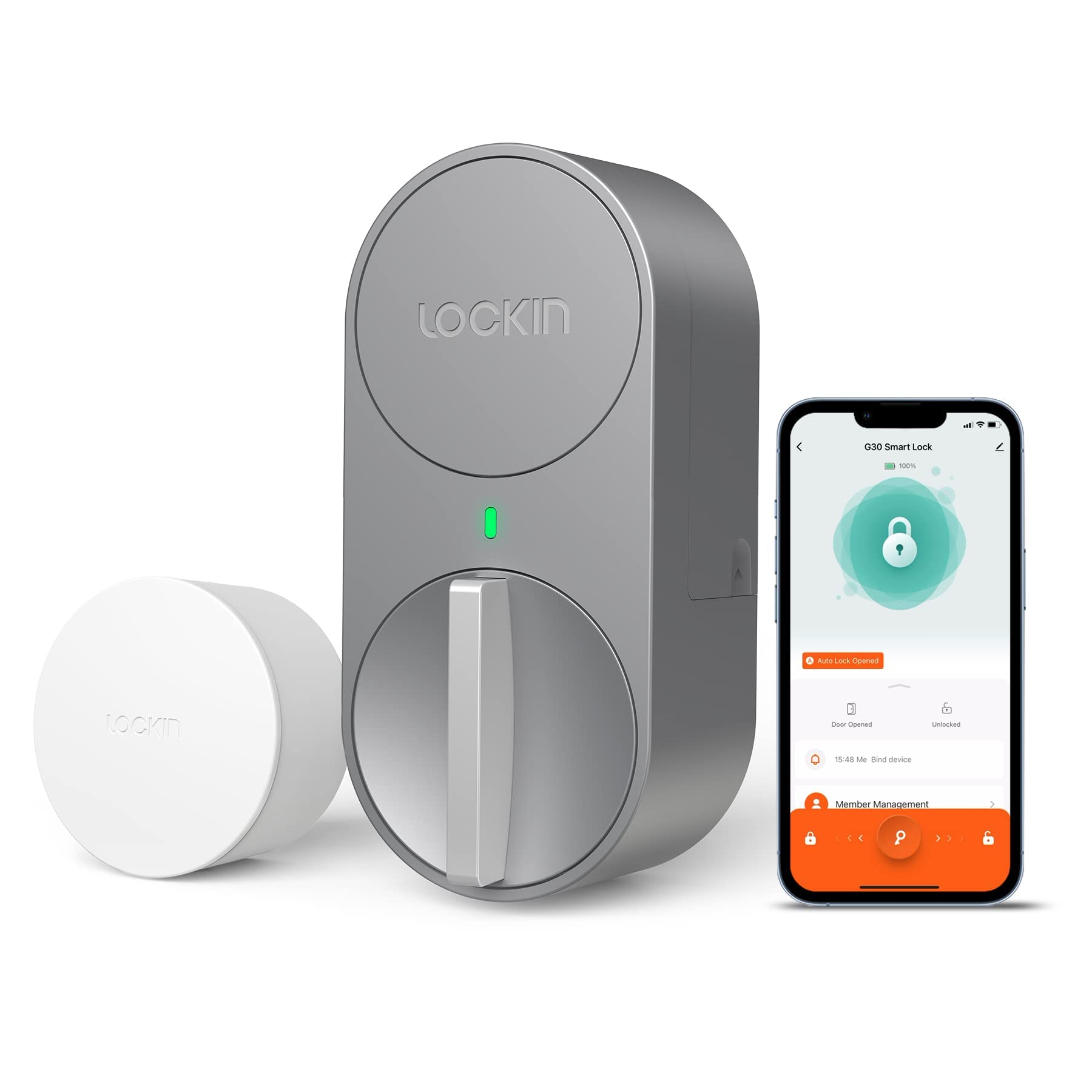 Lockin Smartes Türschloss G30, WLAN & App-Steuerung, Auto-Lock, Alexa- & Google-kompatibel, keyless Entry elektronisches türschloss, Grau