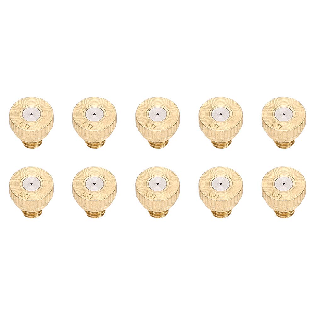 10Pcs Brass Misting Nozzle 0.5 mm Orifice Replacement Heads Irrigation Connector for Greenhouse Landscaping Outdoor Cooling System