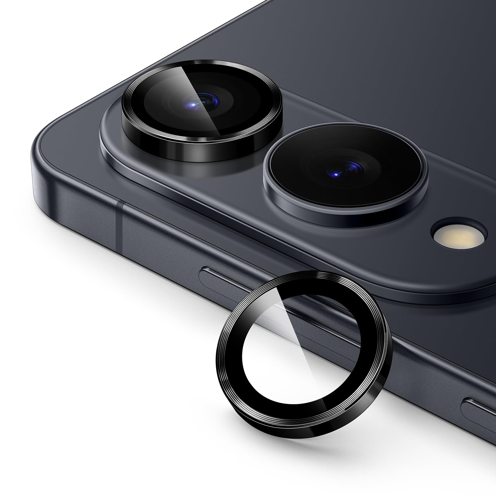 Photo 1 of JETech Camera Lens Protector for Samsung Galaxy S25 Edge, 9H Tempered Glass Metal Individual Ring Cover, Easy Installation Tray, HD Clear, 1 Set (Black)