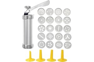 Cookie Press, Stainless Steel Cookie Press for Baking Cookie Press Gun with 20 Discs and 4 Nozzles Easy Cookie Mold for DIY C