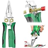 GADO Pro 8-in-1 Wire Stripper/Cutter with Voltage Tester &amp; Dual Alarms - Heavy Duty 12-250V AC/DC Electrical Tester for Hot/Neutral Wires - Electrician, HVAC, Car Repair Tool (Green)