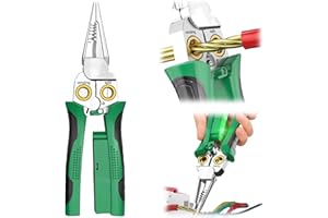 GADO Pro 8-in-1 Wire Crimper Stripper with Voltage Detector & Dual Alarms - Heavy Duty 12-250V AC/DC Tester for Hot/Neutral Wires - Electrician, HVAC, Car Repair Tool (Green)