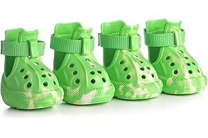 AOKOWN Dog Shoes for Hot Summer Pavement, Dog Shoes for Large Dogs, Waterproof Dog Boots & Paw Protectors, Non-Slip Dog Rain Booties, Easy Clean Sandals for Beach Green Size 10