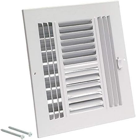 Ez Flo 61619 Four Way Sidewall Ceiling Register 10 X 10 White