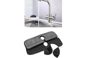 Meraki & Co. Kitchen Faucet Absorbent Mat, Oversized Microfiber Drip Catcher & Splash Guard for Single Hole Faucets, Machine Washable Countertop Protector (Gray, 18x5.5)