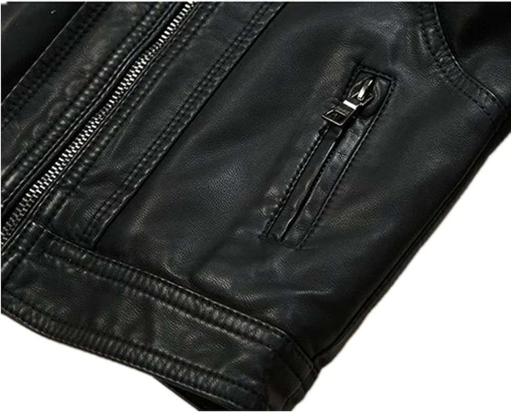 LJYH Boys Leather Jacket New Thick Velvet Children's Clothing Coat PU Leather: Clothing