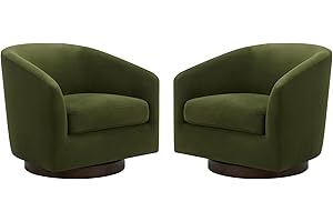 CHITA Swivel Accent Chair, FSC Certified Upholstered Velvet Barrel Chair for Living Room Set of 2, Fully Assembled, Forest Green