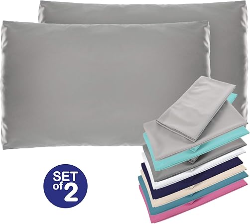 Set De 2 X Taie Doreiller 40 X 80 Cm Gris Anthracite Microfibre 100 Polyester Taies Doreillers Housse Doreiller Coussin Pour Le Lit Taie