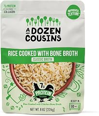 A Dozen Cousins Classic Bone Broth Rice Pouch, 7g Protein/Serving, 1-Pack | Ready-to-Eat Rice Cooked in Chicken Bone Broth, P