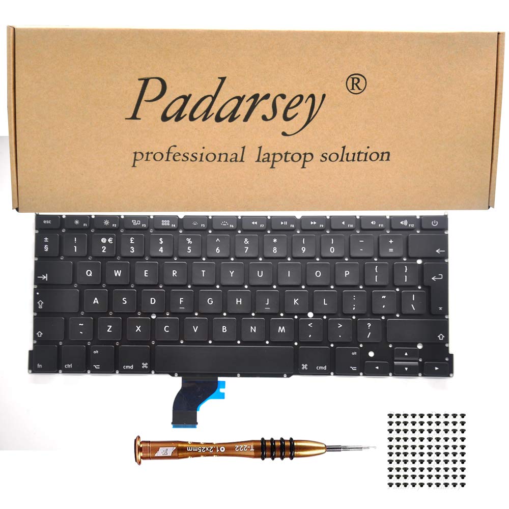 Pardarsey Replacement Keyboard UK layout Compatible For MacBook Pro A1502 13" 2013-2015 Retina series Black US Layout part numbers ME864 ME865 ME866 with 80Pce Keyboard Screws and Screwdriver