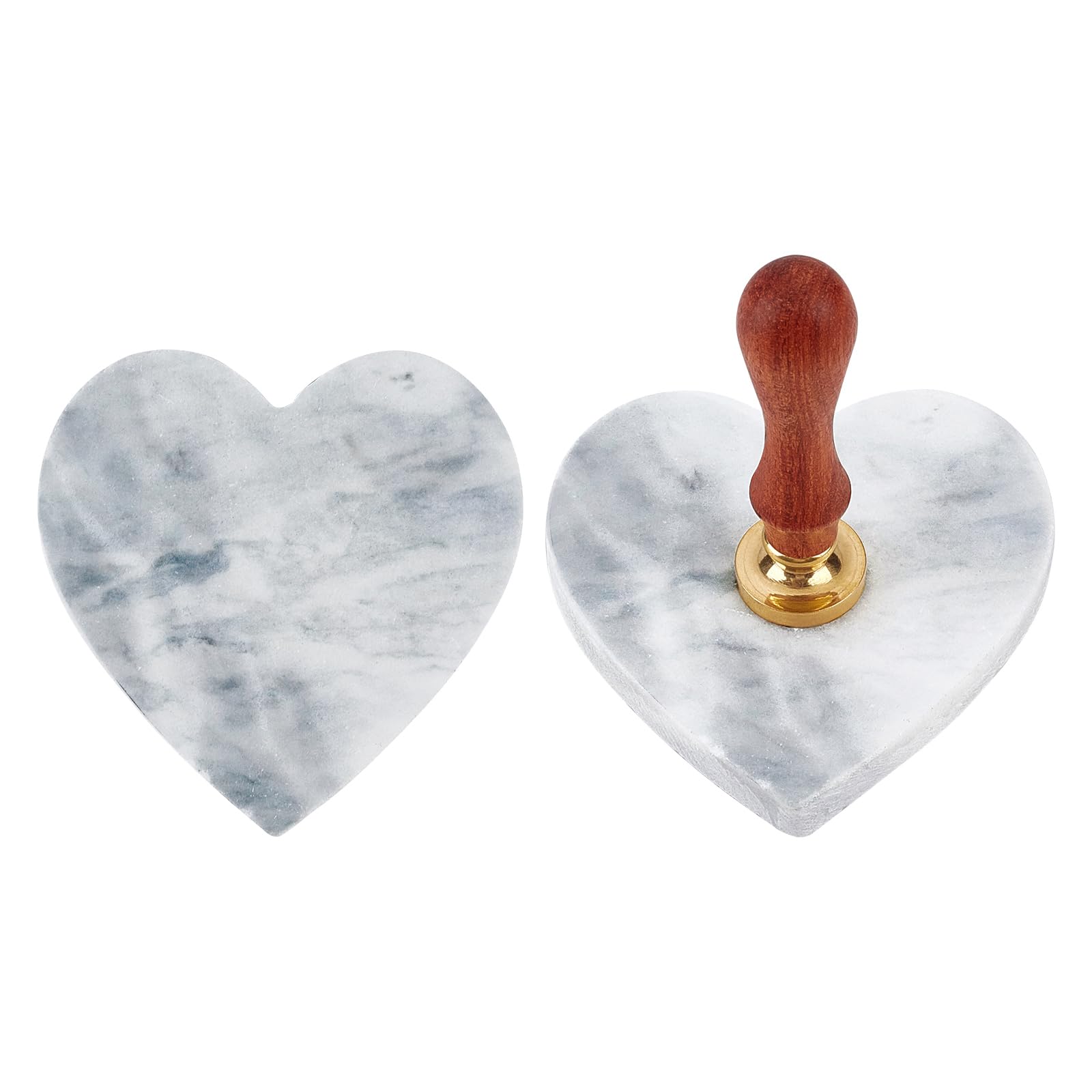 CRASPIRE Marble Pattern Coasters Heart-shape Absorbent Ceramic Coasters Ceramic Stone Design for Wax Seal Cooling Tool Tabletop Protection (White) No Stamp